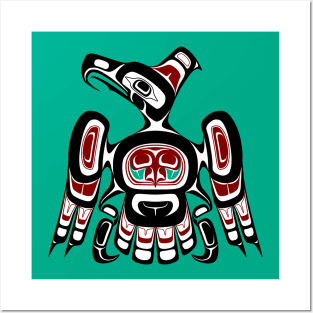 Native American Red Black Kaigani Thunderbird Posters and Art